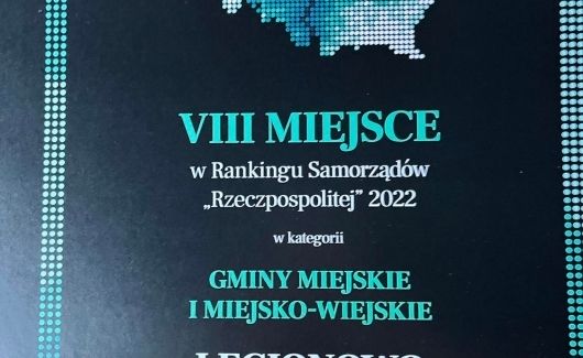 Legionowo w XVIII edycji Rankingu Samorządów według Rzeczpospolitej. Zdjęcie dyplomu.