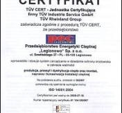 Certyfikat zgodności systemu zarządzania jakością z normą ISO 14001 Certyfikat zgodności systemu zarządzania jakością z normą ISO 14001