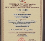 Certyfikat Zintegrowanego Systemu Zarządzania