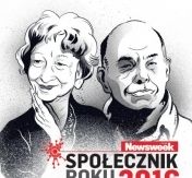 Na zdjęciu logo kampanii oraz dwie sylwetki: Wiesława Szymborska oraz Jacek Kuroń