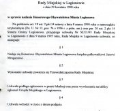 Uchwała w sprawie nadania Ludwikowi Schmidtowi tytułu Honorowego Obywatela Miasta Legionowa Uchwała w sprawie nadania Ludwikowi Schmidtowi tytułu Honorowego Obywatela Miasta Legionowa
