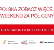 Weekend za pół ceny plakat informujący