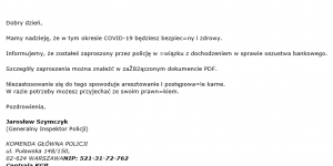 Zdjęcie fałszywej wiadomości od policji Zdjęcie fałszywej wiadomości od policji