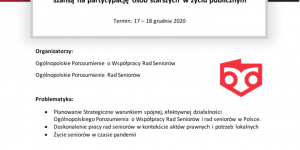 Na zdjęciu program Ogólnopolskiego Kongresu Rad Seniorów on-line