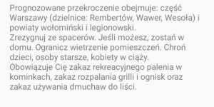 Informacja ostrzegawcza wysłana przez IOŚ-PIB