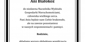 Kondolencje. Zmarła Anna Białokoz. Kondolencje. Zmarła Anna Białokoz.