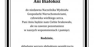 Kondolencje. Zmarła Anna Białokoz.