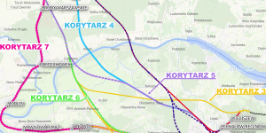 Mapa poglądowa planowanej kolei szybkich prędkości.