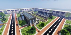 Screen z gry Minecraft przedstawiający wizję przyjaznego mieszkańcom miasta Legionowo - 3. miejsce Ignacy Abramowicz