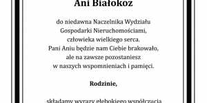 Kondolencje. Zmarła Anna Białokoz. Kondolencje. Zmarła Anna Białokoz.