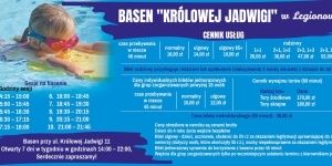 Zdjęcie z harmonogramem i cennikiem basenu ul Krolowej Jadwigi