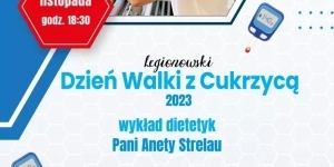 Plakat informujący o wykładzie z okazji dnia cukrzycy. Plakat informujący o wykładzie z okazji dnia cukrzycy.