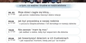 Plakat informujący o warsztatach dla rodziców Plakat informujący o warsztatach dla rodziców