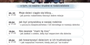 Plakat informujący o warsztatach dla rodziców Plakat informujący o warsztatach dla rodziców