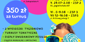 Plakat półkolonii dla dzieci z Legionowa - wakacje 2024 Plakat półkolonii dla dzieci z Legionowa - wakacje 2024