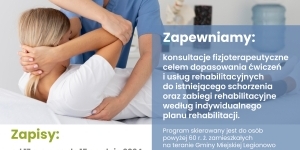 plakat informujący o bezpłatnej bezpłatną rehabilitacji dla seniorów 60 + plakat informujący o bezpłatnej bezpłatną rehabilitacji dla seniorów 60 +