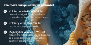plakat informujący o bezpłatnym badaniu densytometrycznym w kierunku osteoporozy
