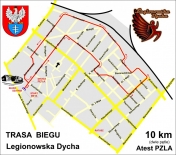Mapa trasy biegu Legionowskiej Dychy