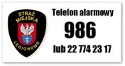 Grafika wyróżniająca Straży Miejskiej z numerem alarmowym 986
