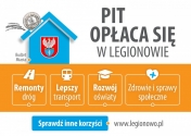 Baner do akcji informacyjnej PIT opłaca się w Legionowie