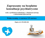 Zaproszenie na bezpłatne konsultacje psychiatryczne