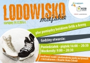 Baner z informacją dot. godz. otwarcia lodowiska