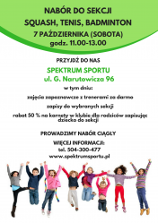 Nabór do sekcji Squash, Tenis, Badminton