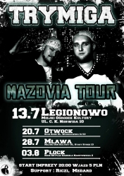 Plakat zespołu: TRYMIGA - zespół hiphopowy założony na Warszawskim Imielinie latem 2013 roku.