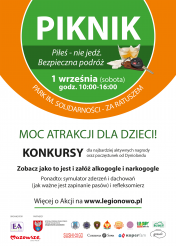 Piknik edukacyjny dotyczący bezpieczeństwa na drogach