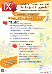 Plakat - Festiwal Nauki Klubów Młodego Odkrywcy „NAUKA JEST PRZYGODĄ” pod patronatem Centrum Nauki Kopernik