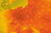 Ostrzeżenie przed upałami, grafika - windy.com