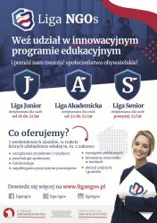 Plakat promujący: Liga NGOs - program szkoleń dla trzeciego sektora