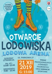Plakat promujący otwarcie lodowiska 