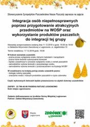 Plakat informacyjny o warsztatach z wykorzystaniem produktów pszczelich