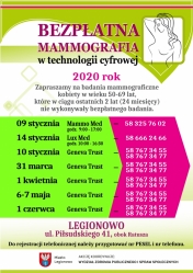 Grafika informująca o bezpłatnej Mammografii