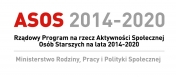 Na zdjęciu Logo ASOS, ASOS, czyli Rządowy Program na rzecz Aktywności Społecznej Osób Starszych na lata 2014-2020 powstał po to, by wspierać szeroko pojętą aktywność społeczną seniorów.
