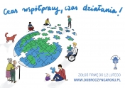 Czas współpracy, czas działania. Plakat promujący konkurs.
