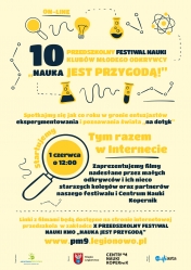 Plakat 10 Przedszkolnego Festiwalu Nauki - treść z plakatu w opisie wydarzenia