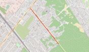 Mapa - na czerwono zaznaczono przebieg trasy rowerowej o nazwie poddawanej konsultacjom