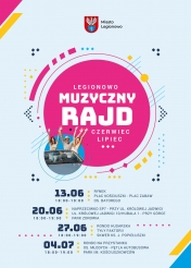Plakat promujący Muzyczny Rajd w Legionowie