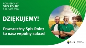 Grafika promująca koniec Powszechnego Spisu Rolnego 2020 - GUS. Dziękujemy!