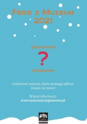 Plakat informujący o feriach z muzeum. Znak zapytania.