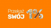 Grafika wyróżniająca z napisem - Przekaż swój 1%.