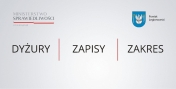 Grafika wyróżniająca z napisem - dyżury, zapisy, zakres