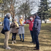 Spotkanie na terenie inwestycji. Na zdjęciu: projektant, Prezydent Miasta Legionowo, radna rady miasta i pracowników Wydziału Inwestycji