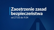 Na grafice napis zaostrzenie zasad bezpieczeństwa
