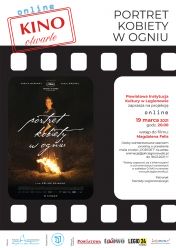 Plakat promujący kino otwarte z filmem - Portret kobiety w ogniu