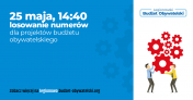 Grafika promująca losowanie numerów do budżetu obywatelskiego 25 maja o godz. 14:40.