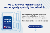 Grafika GUS z napisem - Rachmistrzowie od 23 czerwca rozpoczną chodzenie po domach.