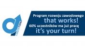Grafika informująca o Programie rozwoju zawodowego Career Turn, 60% uczestników ma już pracę!